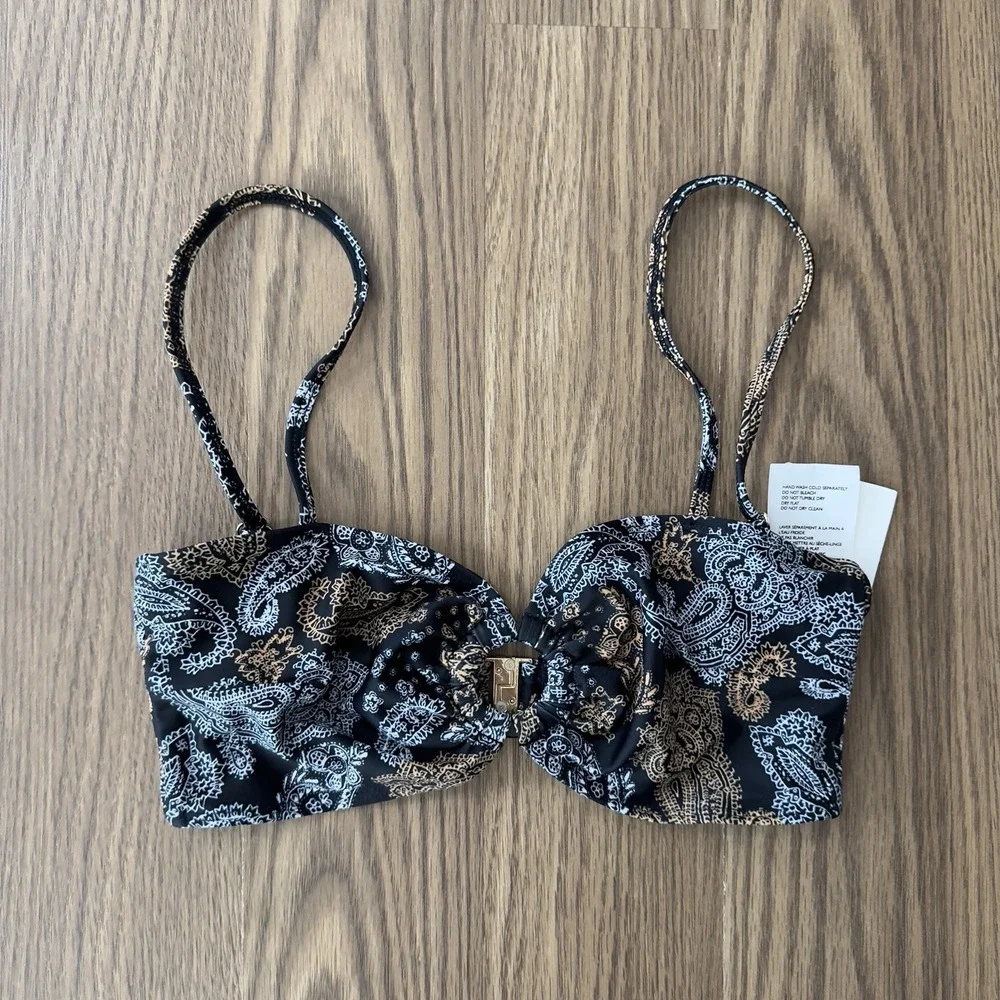 NEW Faithful The Brand Womens Paisley Two Piece Bathing Suit Black Small/Medium*